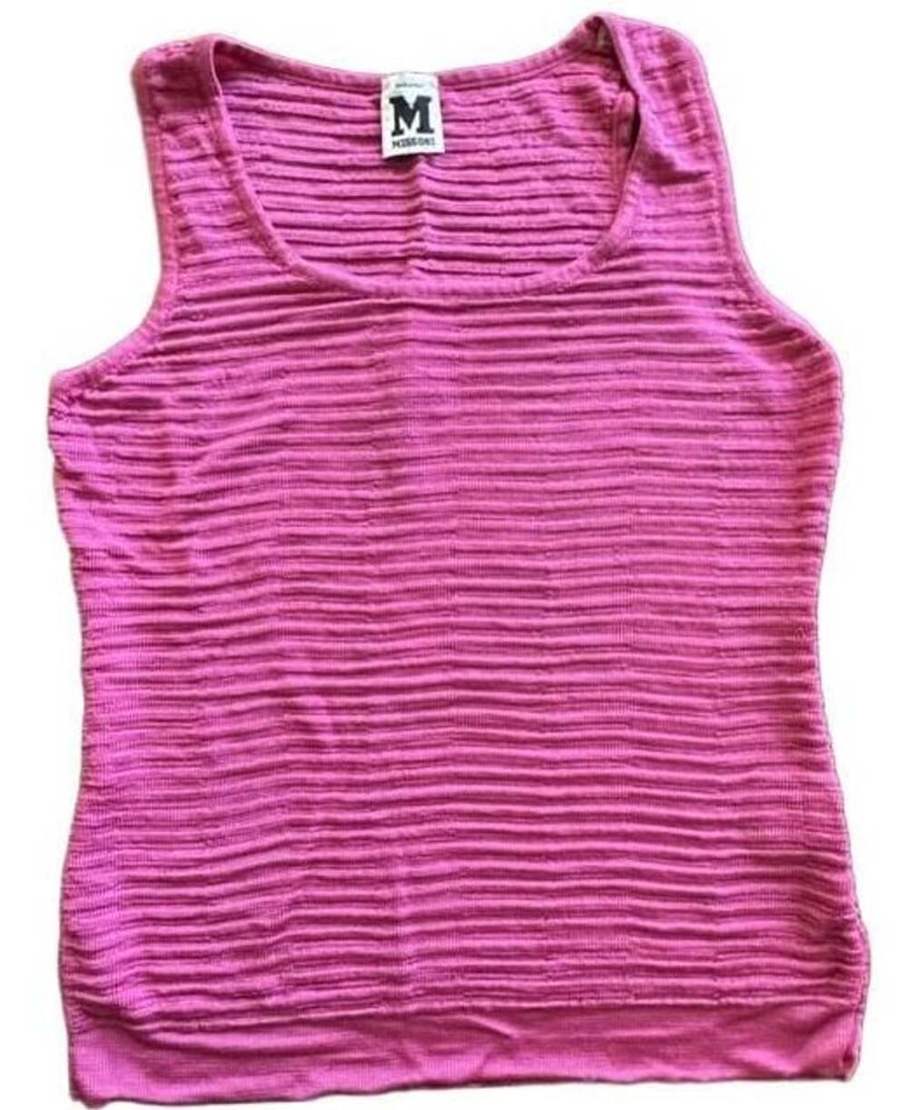 M Missoni Pink Ribbed Knit Sleeveless Tank Top